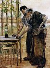Jean Francois Raffaelli Famous Paintings - Blacksmiths taking a Drink